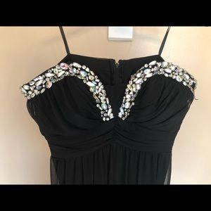 Strapless black prom dress or formal dress